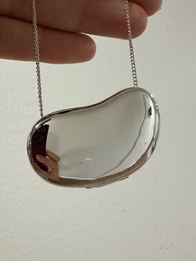 Halston x Elsa Peretti Silver Bean Pendant Necklace